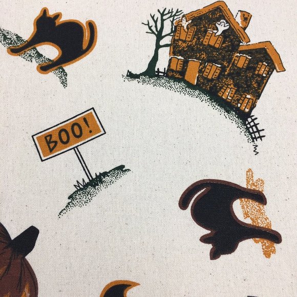 Rachel Ashwell Primitive Halloween Tablecloth Haunted House Pumpkin Cat 60x84 - Picture 6 of 10